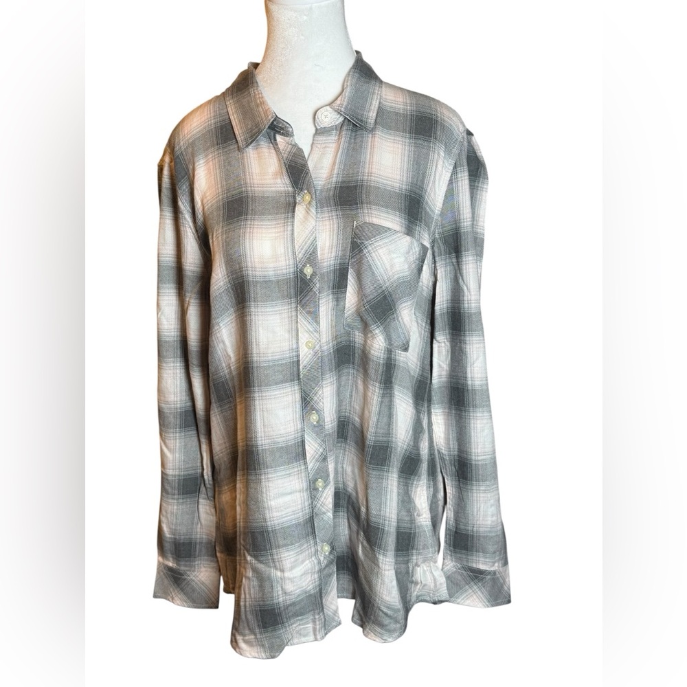 Gap White And Gray Checkered Button Down Shirt - image 1